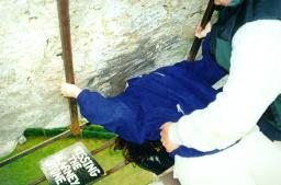 Leonie kissing the Blarney Stone